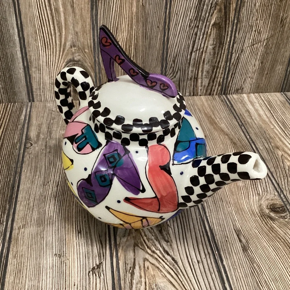 Modern Pop Art Robin Sterling Painted High Heel Ceramic Shoe Teapot For Weitzman